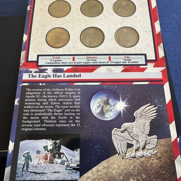 1979–1980 Susan B. Anthony Dollar Set – Uncirculated P/D/S (6 Coins) in Display - Picture 4 of 16